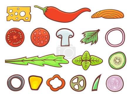 Illustration for Pizza ingredients vector design illustration - Royalty Free Image