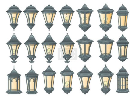 Téléchargez les illustrations : Illustration de design vectoriel lampe vintage isolé sur fond - en licence libre de droit