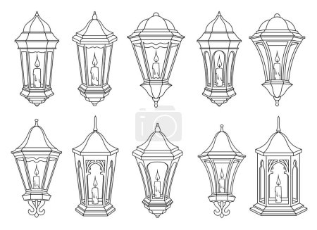 Téléchargez les illustrations : Illustration de design vectoriel lampe vintage isolé sur fond - en licence libre de droit