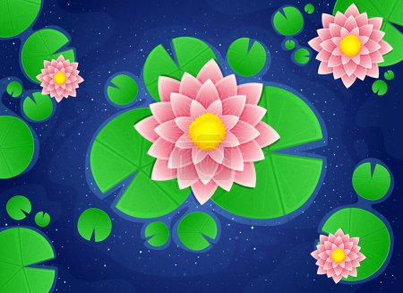 Illustration for Water lily background illustration - Royalty Free Image