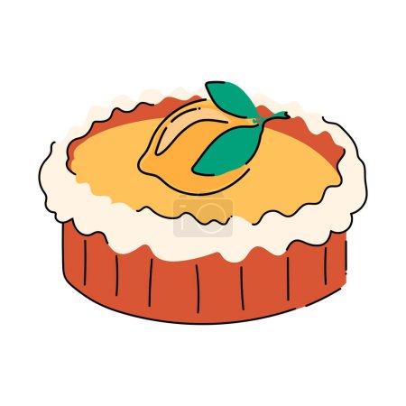 Lemon cheesecake. Lemon pie. Baking. Lemon-flavored cake. Cake emblem. Abstract dessert illustration. Confectionery product