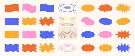 Shapes. Colorful abstract message windows. Circle and rectangle. Linear figures. Many shapes. Deformed forms. Vector illustration of various figures