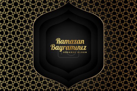Photo for Islamic greetings ramadan kareem card design background with lanterns and crescent moon. (Translation: Ramazan bayramnz mubarek olsun.) - Royalty Free Image