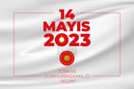 Illustration for General and Presidential elections in Turkey 14 May 2023. (Turkish Translate on the Image: 14 Mays Trkiye Cumhurbakanl Seimi) Ballot Box and Turkish Flag Symbol and Presidential symbol. - Royalty Free Image