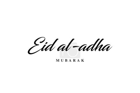 Ilustración de Hermoso diseño de texto de Eid Al Adha mubarak sobre fondo blanco. - Imagen libre de derechos