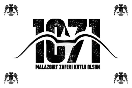 Illustration for 1071 August 26, Malazgirt Zaferi Kutlu Olsun. (Happy Malazgirt Victory) Greeting card, banner, social media template, banner vector illustration. - Royalty Free Image