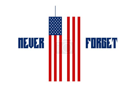 Illustration for 911 Patriot Day banner. USA Patriot Day card. September 11, 2001. We will never forget you. Vector design template for Patriot Day. - Royalty Free Image