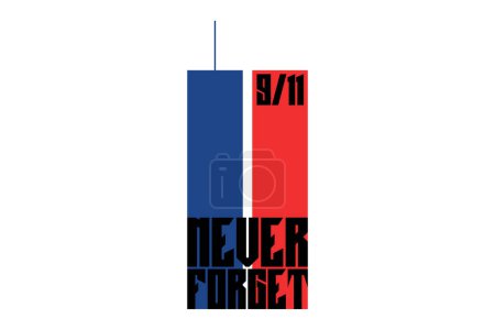 Ilustración de Banner del Día del Patriota 911. Tarjeta USA Patriot Day. 11 de septiembre de 2001. Nunca te olvidaremos. Plantilla de diseño vectorial para el Día del Patriota. - Imagen libre de derechos