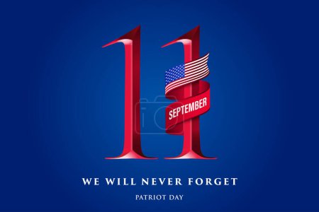 911 Patriot Day banner. USA Patriot Day Karte. 11. September 2001. Wir werden dich nie vergessen. Vektordesign-Vorlage für den Patriotentag.