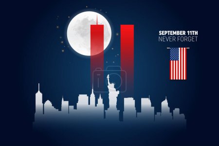 911 Patriot Day banner. USA Patriot Day card. September 11, 2001. We will never forget you. Vector design template for Patriot Day.