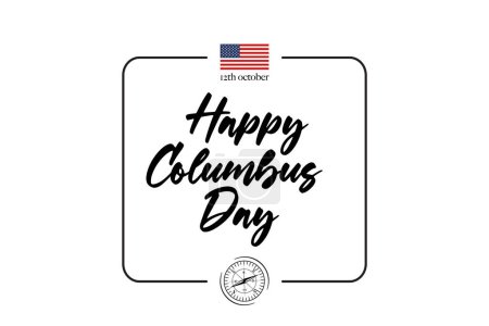 Téléchargez les illustrations : Joyeux Columbus Day Carte de souhaits pour la publicité, affiche, bannière, modèle avec drapeau américain. Papier peint jour Columbus. - en licence libre de droit