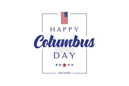 Téléchargez les illustrations : Joyeux Columbus Day Carte de souhaits pour la publicité, affiche, bannière, modèle avec drapeau américain. Papier peint jour Columbus. - en licence libre de droit