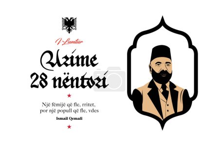Ilustración de Albania feliz día de la independencia tarjeta de felicitación, bandera, ilustración vectorial. Fiesta conmemorativa albanesa elemento de diseño 28 de noviembre. - Imagen libre de derechos