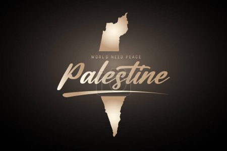 Téléchargez les illustrations : Palestine Israël paix concept. Palestine, Israël la guerre et le monde ont besoin de texte de paix sur les œuvres d'art - en licence libre de droit