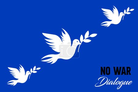 Téléchargez les illustrations : Israël vs Palestine paix concept. Pigeon blanc pend branche d'olivier avec "pas de guerre" concept de texte. - en licence libre de droit