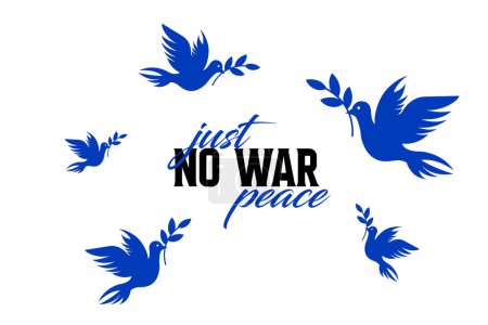 Téléchargez les illustrations : Israël vs Palestine paix concept. Pigeon blanc pend branche d'olivier avec "pas de guerre" concept de texte. - en licence libre de droit