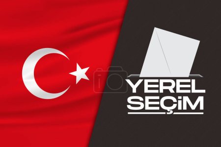 Illustration for Trkiye Yerel seimi kampanyas translation: Turkish local election campaign. - Royalty Free Image