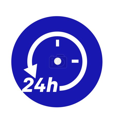 Illustration for Twenty four hour with arrow loop icon, 24 hours cyclic sign, Opened order execution or delivery, All day business and service, Vector design illustration - Royalty Free Image