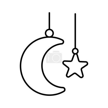 Illustration for Moon and stars vector icon on background. Flat Moon Icon. Night symbol. Vector illustration. EPS10. - Royalty Free Image