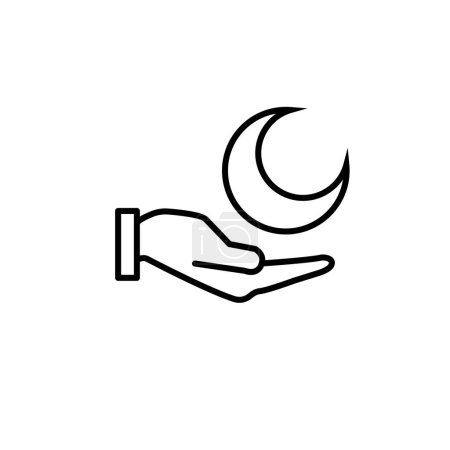 Ilustración de Luna y estrellas vector icono en el fondo. Icono de Luna Plana. Símbolo nocturno. Ilustración vectorial. EPS10. - Imagen libre de derechos