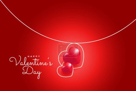 Illustration for Valentines day card decoration. Hearts balloons with line art. vector minimalism vector illustration of love concept. Continuous one line drawing. - Royalty Free Image