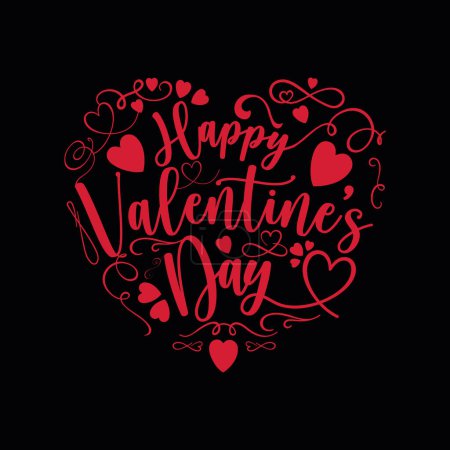 Illustration for Happy Valentines Day typography poster with handwritten calligraphy text, isolated on white background. Vector Illustration - Vector - Royalty Free Image