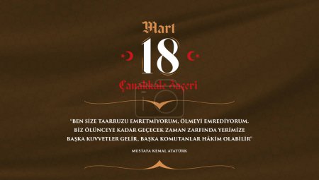 Téléchargez les illustrations : Canakkale Turquie - 18 mars 1915 : 18 mart canakkale zaferi illustration vectorielle. (18 mars, Canakkale Victory Day Turquie carte de célébration.) - en licence libre de droit