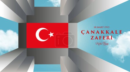 Ilustración de Canakkale Turquía - 18 de marzo 1915: 18 mart canakkale zaferi vector ilustración. (18 de marzo, Canakkale Victory Day Turquía tarjeta de celebración.) - Imagen libre de derechos