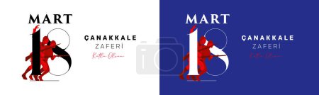 Illustration for 18 Mart 1915 anakkale Zaferi Kutlu Olsun. (Canakkale Trkiye) Translation: Happy 18 March Canakkale Victory day. (Canakkale Turkey) - Royalty Free Image
