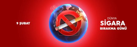 Ilustración de Cartel realista de No Smoking sobre fondo negro para el 31 de mayo Día Mundial Sin Tabaco. Vector Illustration.Sfuma vapor con cigarrillos - Imagen libre de derechos