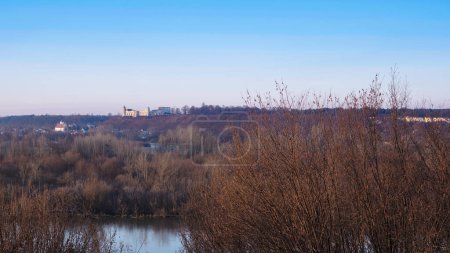 Photo for View of the castle in Janowec. From the viewpoint in Mecimierz. At the foot of the castle escarpment, the town of Janowiec is visible. - Royalty Free Image