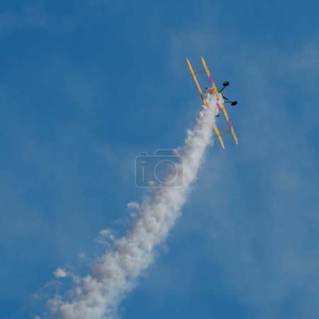 Photo for Swidnik, Lubelskie, Poland - 06.04.2023: Air show "III Swidnik Air Festival 2023". The picture shows the Boeing Stearman Model 75. - Royalty Free Image