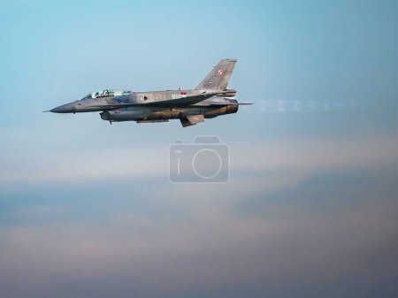 Photo for In the air F-16 - Tiger Team Poland. Piloted by kpt. pil. Maciej "SLAB" Krakowian. Air Show Radom 2023.. - Royalty Free Image