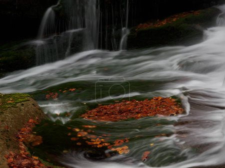 Photo for Waterfall in Karkonosze National Park. Mountain stream "Szklarka" in autumn. - Royalty Free Image