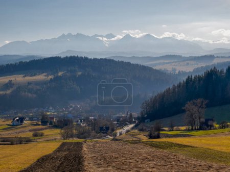 Photo for Landscape in the morning. View of the Tatra Mountains from the Pieniny Mountain Range. Sromowce Wyzne. Poland. - Royalty Free Image