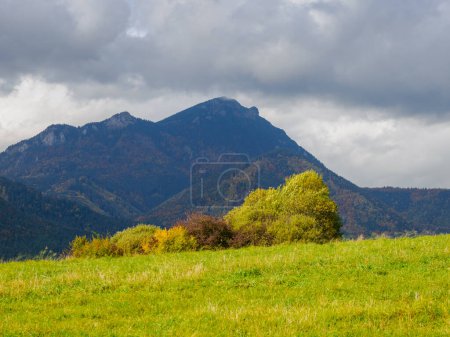 Autumn Mountain Landscape.. View of the peak Velky Choc in Hoczanskie Mountains Range. Zilina Region. Beszeniowa Slovakia.