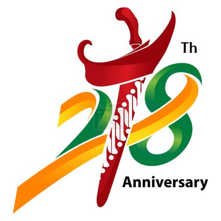 Ilustración de Number of 278 modern classic anniversary design with ethnic traditional symbol for your celebration. Keris,Kris,batik - Imagen libre de derechos
