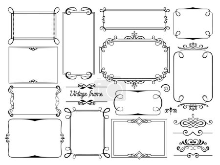 Illustration for Big set Template of Vector Decorative vintage frames, borders of rectangular shape. Old backgrounds - Royalty Free Image