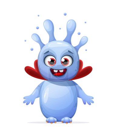 Illustration for A funny cartoon blue monster - Royalty Free Image