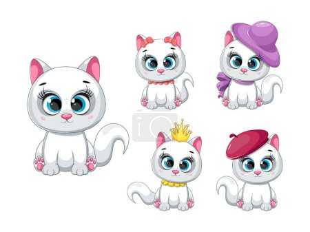 A cute cartoon different kitten collection