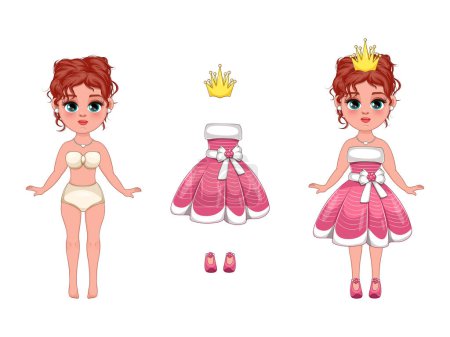 Téléchargez les illustrations : Princesse Perfection : Fille dans un costume royal à la mode - en licence libre de droit