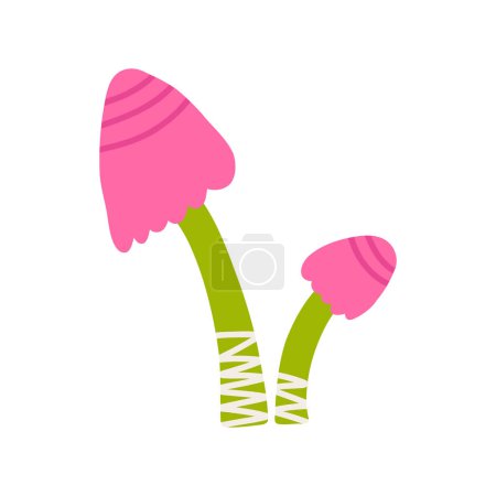 Photo for Poisonous magic mushrooms, cartoon flat vector illustration isolated on white background. Psychedelic trippy fungus. Fantasy and witchy plant. - Royalty Free Image