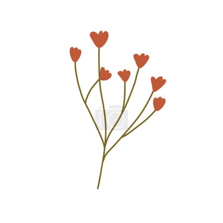 Photo for Cute autumn flower, cartoon flat vector illustration isolated on white background. Hand drawn fall botany element. - Royalty Free Image