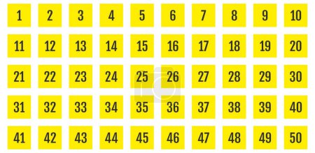 Set of Number icons. numbers from 1 to 50 flat vector illustration