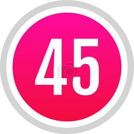 Illustration for Number 45 icon. Vector template for web design - Royalty Free Image