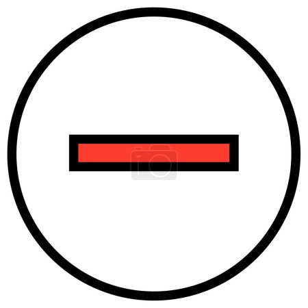 Ilustración de Menos icono vectorial, ilustración plana simple y minimalista, símbolo de línea negativa - Imagen libre de derechos