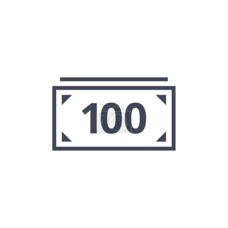 Ilustración de Icono del billete de 100 dólares. ilustración vectorial - Imagen libre de derechos