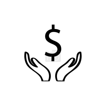 Ilustración de Manos con icono de símbolo de dólar, diseño de ilustración de vectores - Imagen libre de derechos