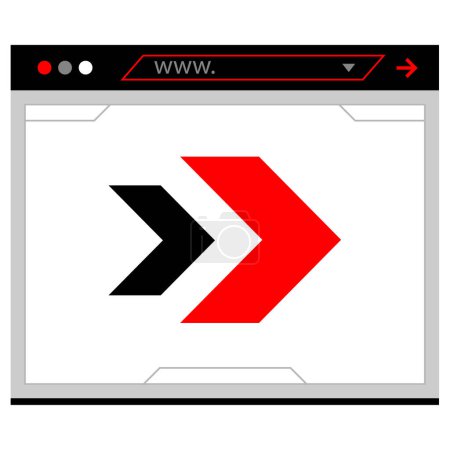 Téléchargez les illustrations : Modèle de fenêtre de navigateur avec la flèche suivante. icône web. - en licence libre de droit