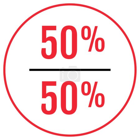 Téléchargez les illustrations : 50 % cercle rouge prix autocollant vectoriel illustration - en licence libre de droit
